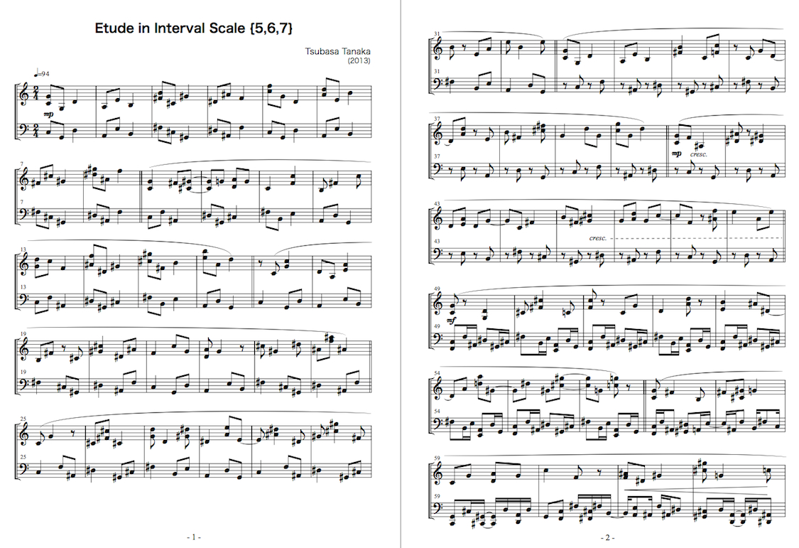 ピアノ曲《Etude in Interval Scale {5,6,7}》